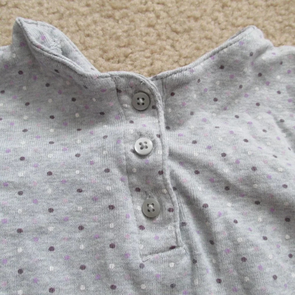 Carters Pullover Shirt Infant Girls 9M Gray‎ Purple Polka Dot Long Sleeve Top